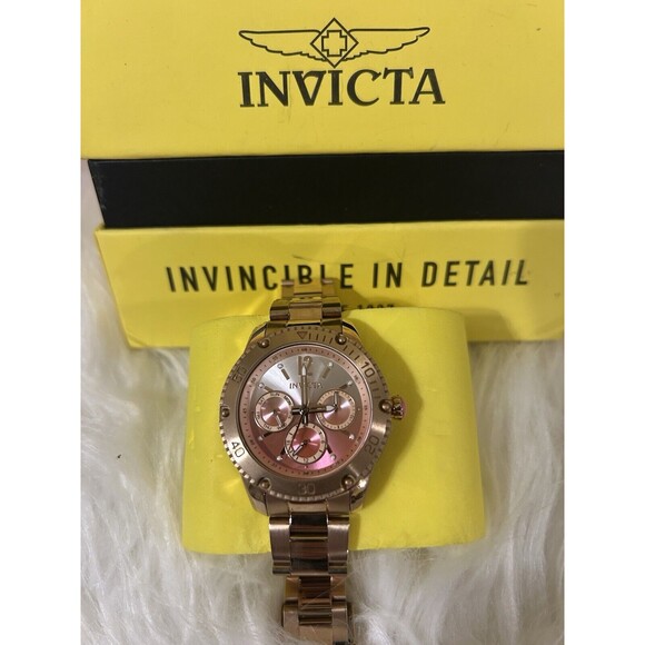 Invicta Angel 21558 White Dial Rose Gold Band Women's Watch - Picture 1 of 9